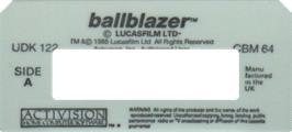Top of cartridge artwork for Ballblazer on the Commodore 64.