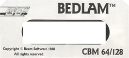 Top of cartridge artwork for Bedlam on the Commodore 64.