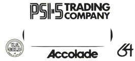 Top of cartridge artwork for Psi-5 Trading Company on the Commodore 64.