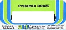 Top of cartridge artwork for Pyramid of Doom on the Commodore 64.