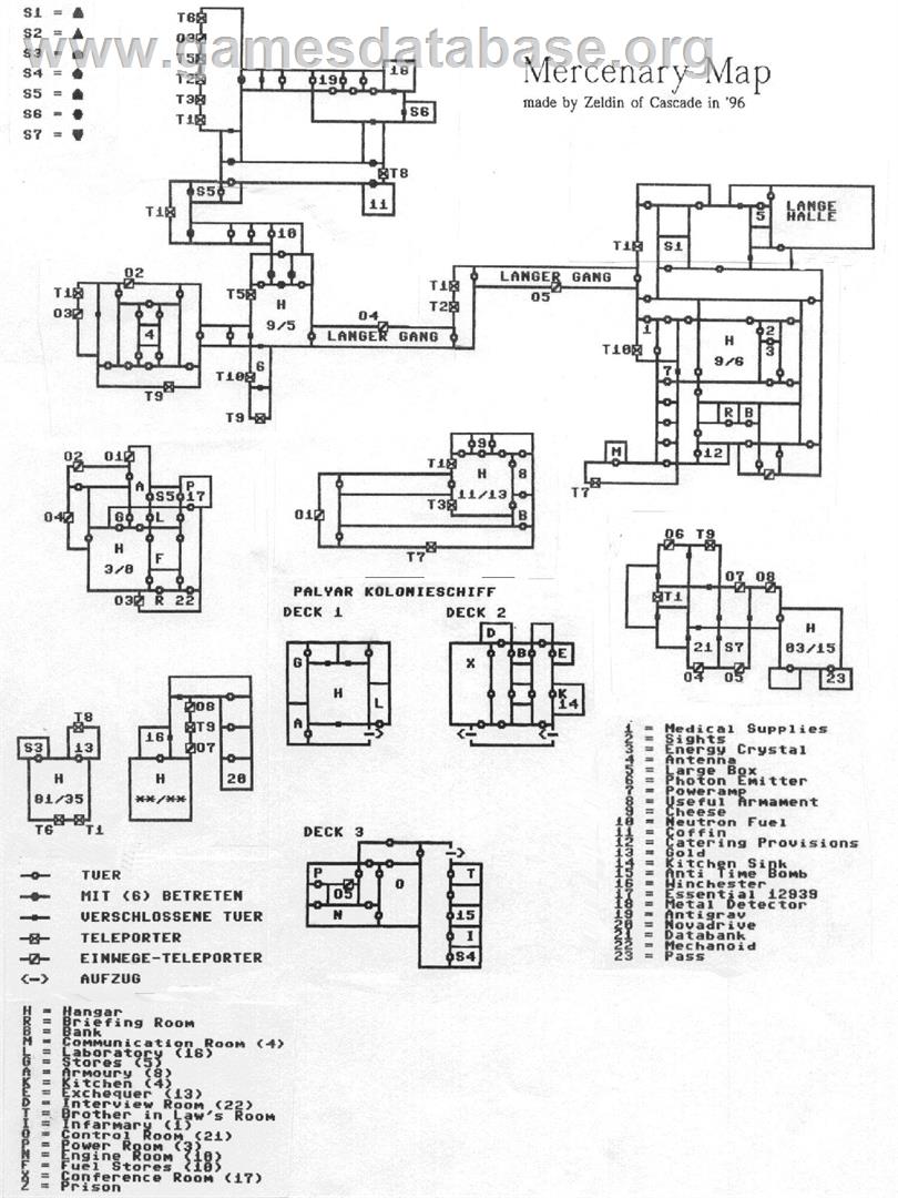 Mercenary - Atari 8-bit - Artwork - Map