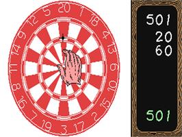 In game image of 180! Pub Darts on the Commodore 64.