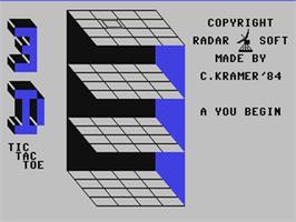 In game image of 3-D Tic-Tac-Toe on the Commodore 64.