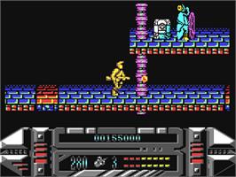 In game image of A.M.C.: Astro Marine Corps on the Commodore 64.