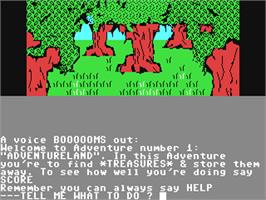 In game image of Adventureland on the Commodore 64.