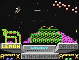 In game image of Agent X II: The Mad Prof's Back! on the Commodore 64.