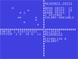 In game image of Andromeda Conquest on the Commodore 64.