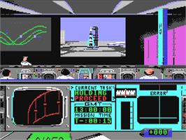 In game image of Apollo 18: Mission to the Moon on the Commodore 64.