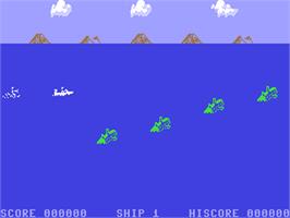 In game image of Aquaplane on the Commodore 64.