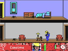 In game image of Arachnophobia on the Commodore 64.