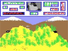 In game image of Artillery Duel on the Commodore 64.