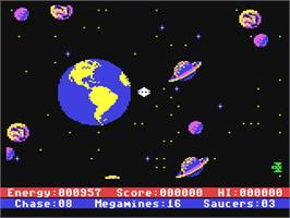 In game image of Astro Chase on the Commodore 64.