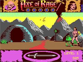 In game image of Axe of Rage on the Commodore 64.