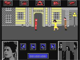 In game image of Back to the Future on the Commodore 64.