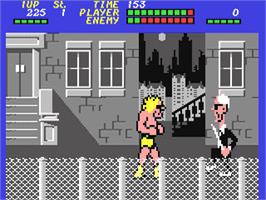 In game image of Bad Street Brawler on the Commodore 64.