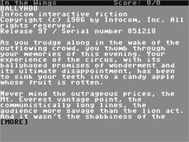 In game image of Ballyhoo on the Commodore 64.