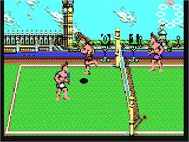 In game image of Beach Volley on the Commodore 64.