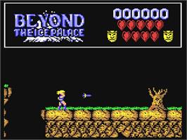 In game image of Beyond the Ice Palace on the Commodore 64.