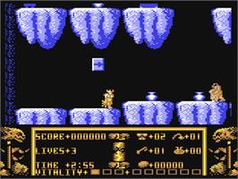 In game image of Black Tiger on the Commodore 64.