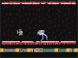 In game image of Blood Money on the Commodore 64.