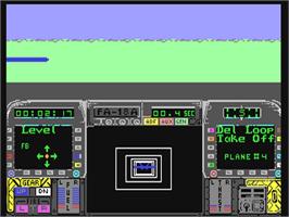 In game image of Blue Angels: Formation Flight Simulation on the Commodore 64.