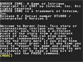 In game image of Border Zone on the Commodore 64.