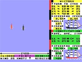 In game image of Broadsides on the Commodore 64.