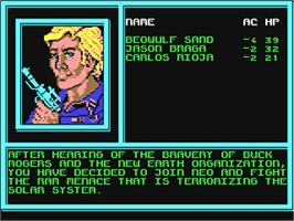 In game image of Buck Rogers: Countdown to Doomsday on the Commodore 64.