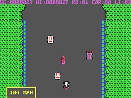 In game image of Burnin Rubber on the Commodore 64.