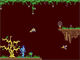In game image of Camelot Warriors on the Commodore 64.