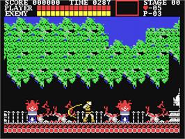 In game image of Castlevania on the Commodore 64.