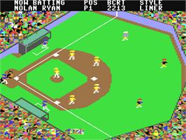 In game image of Championship Baseball on the Commodore 64.