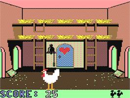 In game image of Chickin Chase on the Commodore 64.