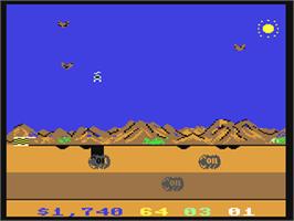In game image of Chopper Hunt on the Commodore 64.