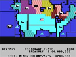 In game image of Colonial Conquest on the Commodore 64.