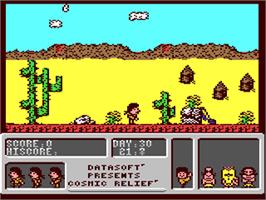 In game image of Cosmic Relief: Prof. Renegade to the Rescue on the Commodore 64.