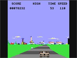 In game image of Crazy Cars on the Commodore 64.
