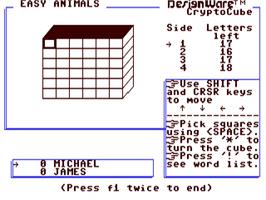 In game image of Crypto Cube on the Commodore 64.