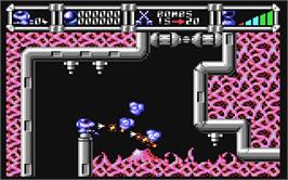 In game image of Cybernoid: The Fighting Machine on the Commodore 64.