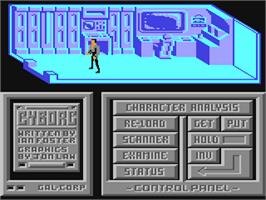 In game image of Cyborg on the Commodore 64.