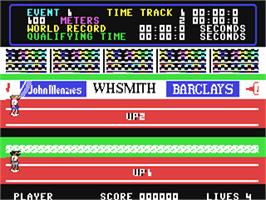 In game image of Daley Thompson's Decathlon on the Commodore 64.