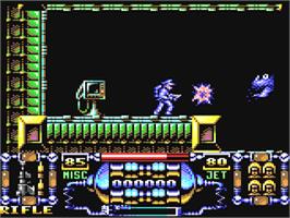 In game image of Dan Dare III: The Escape on the Commodore 64.