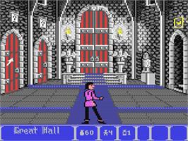 In game image of Dark Castle on the Commodore 64.