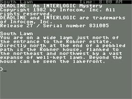 In game image of Deadline on the Commodore 64.