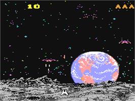 In game image of Demon Attack on the Commodore 64.