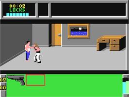 In game image of Die Hard on the Commodore 64.