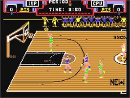 In game image of Double Dribble on the Commodore 64.