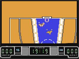 In game image of Drazen Petrovic Basket on the Commodore 64.