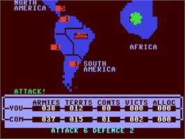In game image of Empire: Wargame of the Century on the Commodore 64.