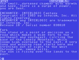 In game image of Enchanter on the Commodore 64.